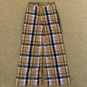 Vintage 70s Bobbie Brooks Bell Bottom Flare Pants Plaid 27x30 Retro Hippie Union